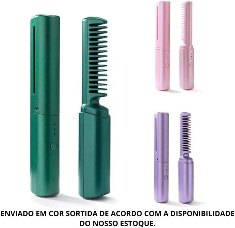 Mini Pente Alisador de Cabelo Sem Fio Recarregável Por USB Anti-Frizz Portátil, Escova Elétrica Compacta, Design Leve, Temperatura Ajustável, Ideal para Viagens e Uso Diário