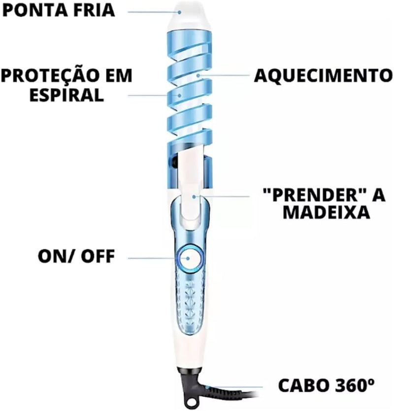 Modelador de Cachos Automático Profissional Bivolt com Tecnologia de Cerâmica, Espiral, Anti-Frizz, 2 em 1, Para Cachos Perfeitos, Duradouros e Sem Queimar os Fios, cores sortidas