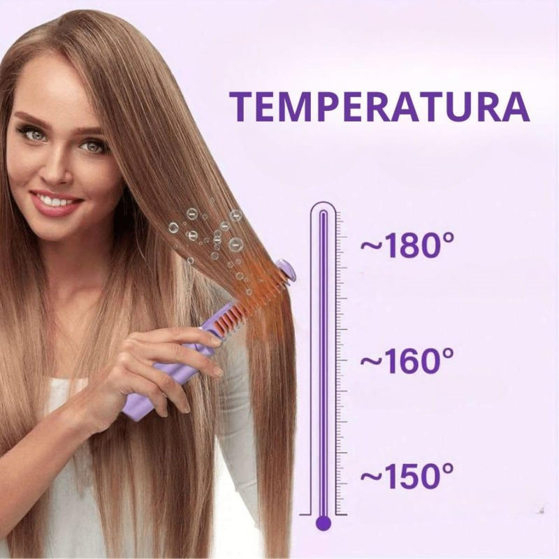 Mini Pente Alisador de Cabelo Sem Fio Recarregável Por USB Anti-Frizz Portátil, Escova Elétrica Compacta, Design Leve, Temperatura Ajustável, Ideal para Viagens e Uso Diário