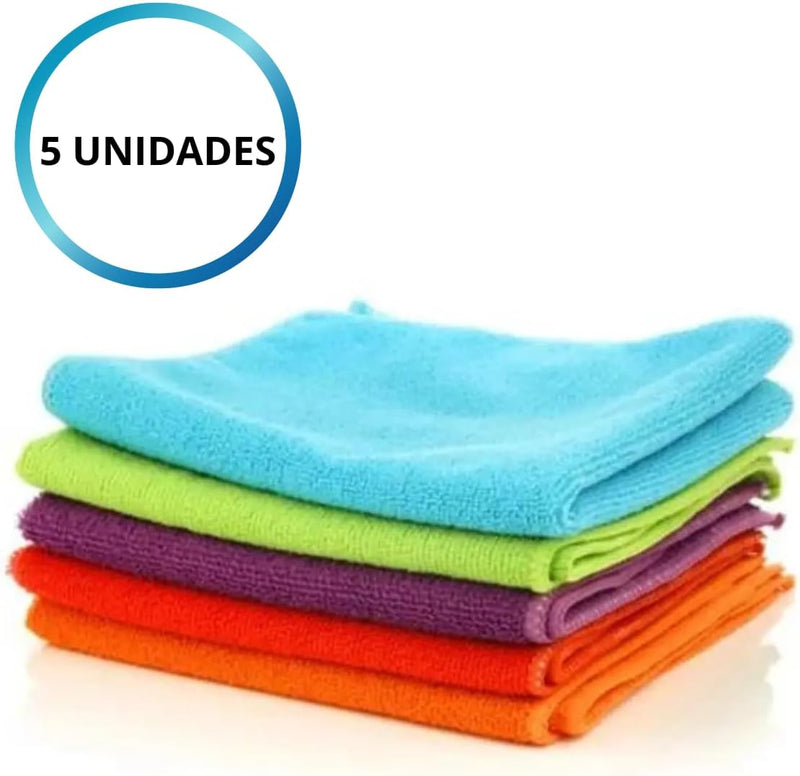 Pano Alta Performance, Kit Com 5 Unidades - Microfibra Multiuso Limpeza de Vidro, Casa, Carro, Automóvel