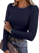 Blusa de manga longa ANRABESS (Women Long Sleeve Shirts Ribbed Fitted Tops)
