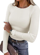 Blusa de manga longa ANRABESS (Women Long Sleeve Shirts Ribbed Fitted Tops)