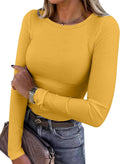 Blusa de manga longa ANRABESS (Women Long Sleeve Shirts Ribbed Fitted Tops)