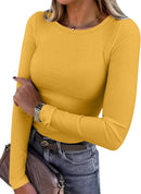 Blusa de manga longa ANRABESS (Women Long Sleeve Shirts Ribbed Fitted Tops)