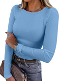 Blusa de manga longa ANRABESS (Women Long Sleeve Shirts Ribbed Fitted Tops)