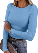 Blusa de manga longa ANRABESS (Women Long Sleeve Shirts Ribbed Fitted Tops)