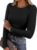 Blusa de manga longa ANRABESS (Women Long Sleeve Shirts Ribbed Fitted Tops)
