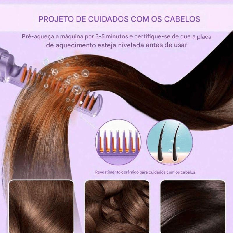 Mini Pente Alisador de Cabelo Sem Fio Recarregável Por USB Anti-Frizz Portátil, Escova Elétrica Compacta, Design Leve, Temperatura Ajustável, Ideal para Viagens e Uso Diário