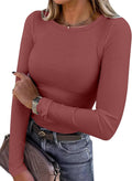 Blusa de manga longa ANRABESS (Women Long Sleeve Shirts Ribbed Fitted Tops)