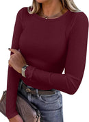 Blusa de manga longa ANRABESS (Women Long Sleeve Shirts Ribbed Fitted Tops)