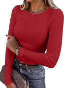Blusa de manga longa ANRABESS (Women Long Sleeve Shirts Ribbed Fitted Tops)