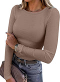 Blusa de manga longa ANRABESS (Women Long Sleeve Shirts Ribbed Fitted Tops)