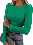 Blusa de manga longa ANRABESS (Women Long Sleeve Shirts Ribbed Fitted Tops)