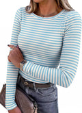 Blusa de manga longa ANRABESS (Women Long Sleeve Shirts Ribbed Fitted Tops)
