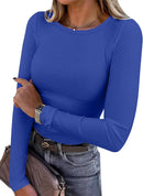 Blusa de manga longa ANRABESS (Women Long Sleeve Shirts Ribbed Fitted Tops)