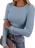 Blusa de manga longa ANRABESS (Women Long Sleeve Shirts Ribbed Fitted Tops)