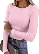 Blusa de manga longa ANRABESS (Women Long Sleeve Shirts Ribbed Fitted Tops)