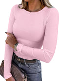 Blusa de manga longa ANRABESS (Women Long Sleeve Shirts Ribbed Fitted Tops)