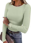 Blusa de manga longa ANRABESS (Women Long Sleeve Shirts Ribbed Fitted Tops)