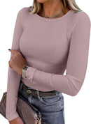 Blusa de manga longa ANRABESS (Women Long Sleeve Shirts Ribbed Fitted Tops)