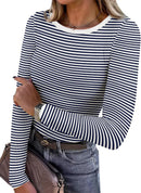 Blusa de manga longa ANRABESS (Women Long Sleeve Shirts Ribbed Fitted Tops)