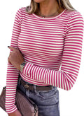 Blusa de manga longa ANRABESS (Women Long Sleeve Shirts Ribbed Fitted Tops)