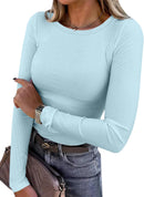 Blusa de manga longa ANRABESS (Women Long Sleeve Shirts Ribbed Fitted Tops)