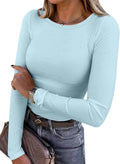 Blusa de manga longa ANRABESS (Women Long Sleeve Shirts Ribbed Fitted Tops)