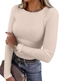Blusa de manga longa ANRABESS (Women Long Sleeve Shirts Ribbed Fitted Tops)