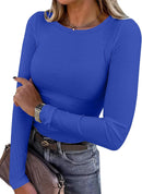 Blusa de manga longa ANRABESS (Women Long Sleeve Shirts Ribbed Fitted Tops)