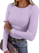 Blusa de manga longa ANRABESS (Women Long Sleeve Shirts Ribbed Fitted Tops)