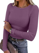 Blusa de manga longa ANRABESS (Women Long Sleeve Shirts Ribbed Fitted Tops)