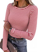 Blusa de manga longa ANRABESS (Women Long Sleeve Shirts Ribbed Fitted Tops)