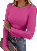Blusa de manga longa ANRABESS (Women Long Sleeve Shirts Ribbed Fitted Tops)