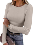 Blusa de manga longa ANRABESS (Women Long Sleeve Shirts Ribbed Fitted Tops)