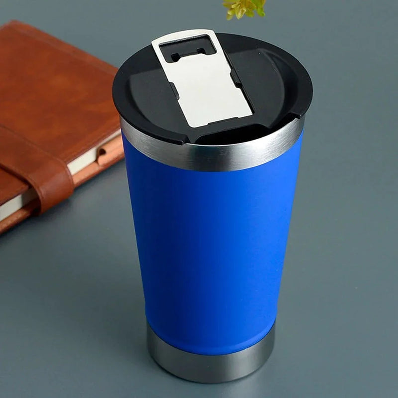 Copo Térmico 473ml COM TAMPA E Abridor Inox Para Quente e Gelado