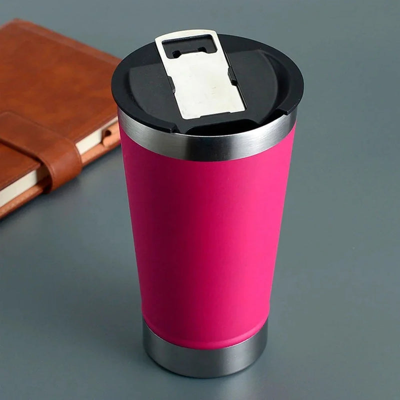 Copo Térmico 473ml COM TAMPA E Abridor Inox Para Quente e Gelado