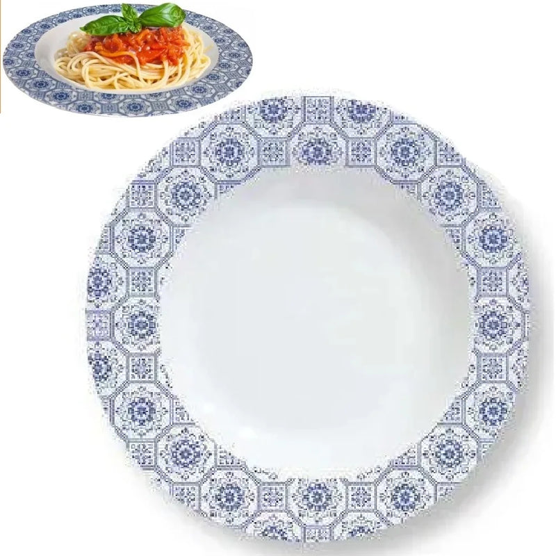 6 Pratos Fundo em Melamina Decorado 23cm Buffet Restaurante